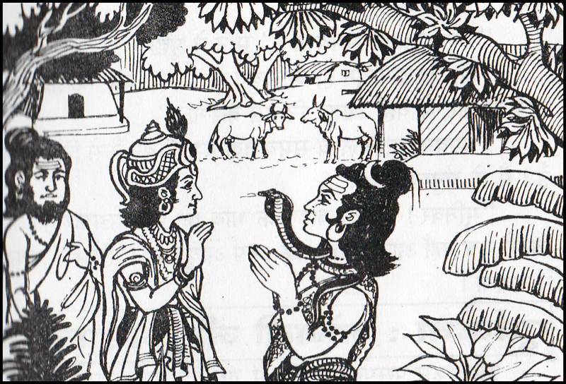 Lord Shiva praying to Lord Krishna