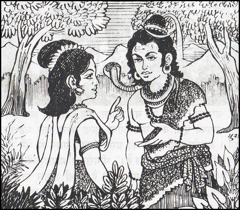 Lord Shiva narrating Rama's glories to Parvati