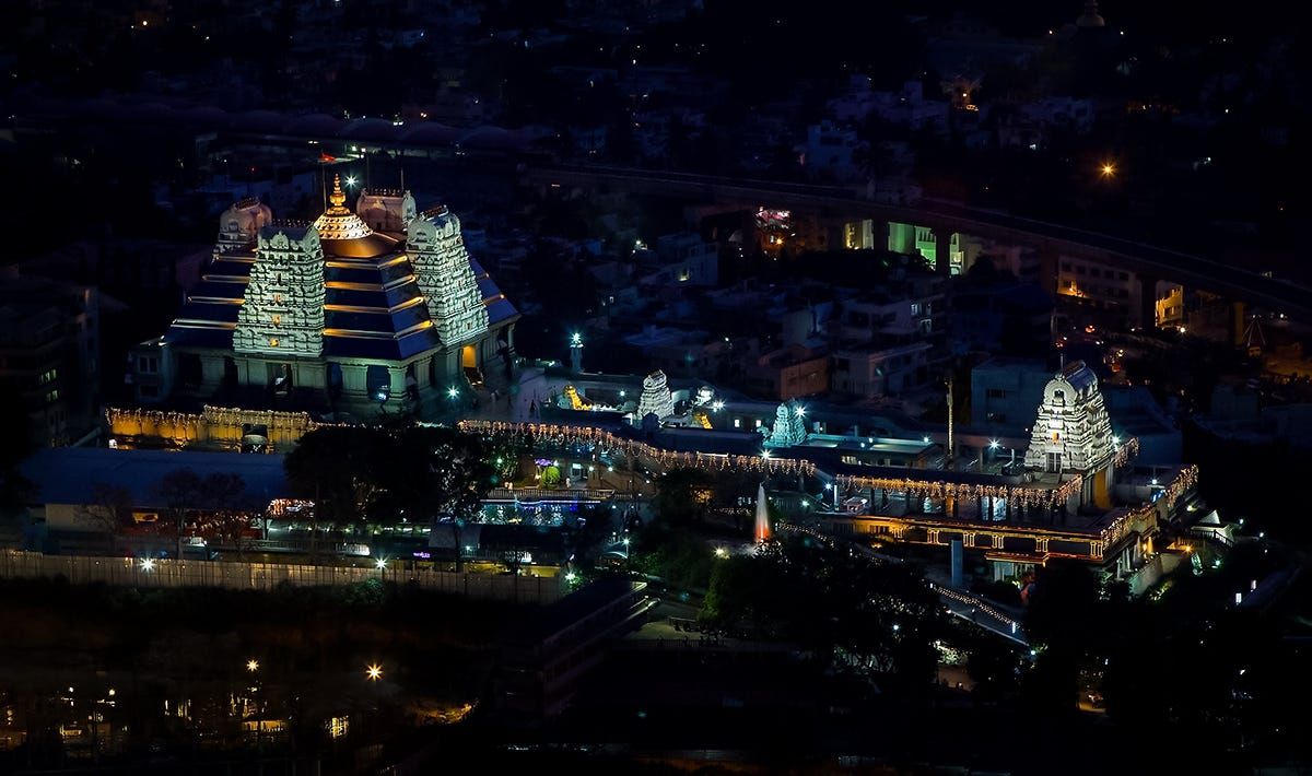 ISKCON Bangalore HK hill night view pinterest