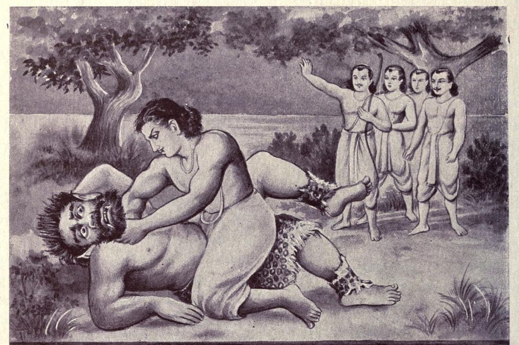 Bhima slaying Hidambasura